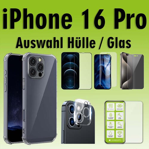 F�r Apple iPhone 16 Pro Schock TPU H�lle Transparent H9 Hart Glas Folie AUSWAHL