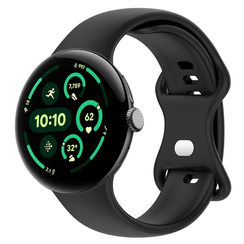 F�r Google Pixel Watch 3 45mm Silikon Band Butterfly-Schnalle Schwarz