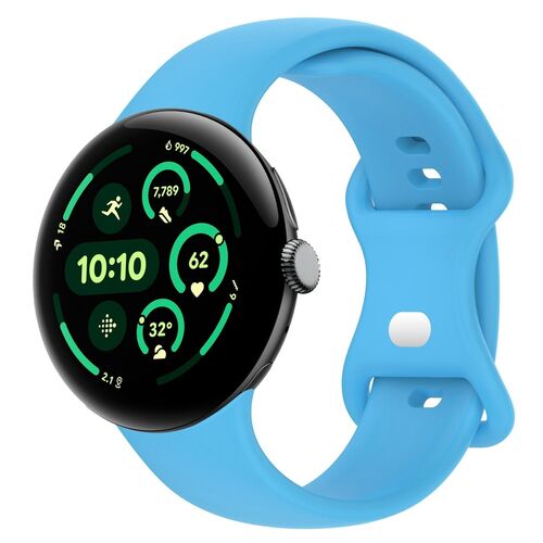 F�r Google Pixel Watch 3 45mm Silikon Band Butterfly-Schnalle H- Blau