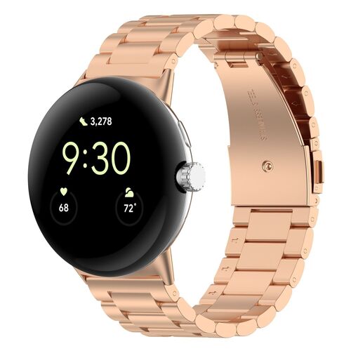 F�r Google Pixel Watch 3 45mm Three Bead Edelstahl Arm Band Rose Gold