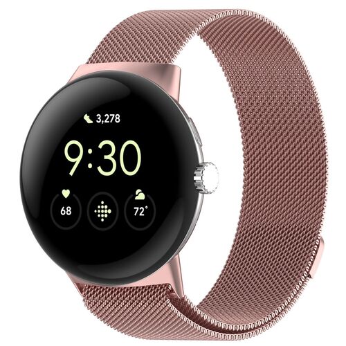 F�r Google Pixel Watch 3 45mm Metall Mesh Magnetverschluss Band Pink