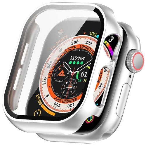 F�r Apple Watch Series 11 / 10 46mm Kunststoff H�lle + H9 Glas Silber