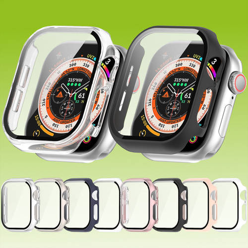 F�r Apple Watch Series 11 10 46 / 42mm Kunststoff H�lle + Schutz 9H Hart Glas
