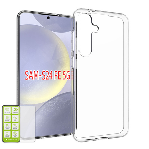 F�r Samsung Galaxy S24 FE 5G Silikon TPU H�lle Transparent H9 Hart Glas AUSWAHL 