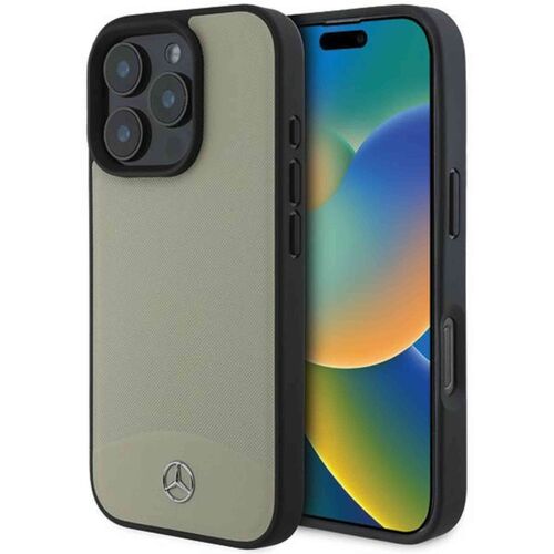 Mercedes Apple iPhone 16 Pro Max Case Textured Plain Leather MagSafe