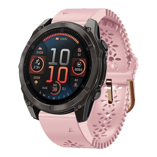 F�r Garmin Fenix 8 AMOLED 43mm Atmungsaktives Silikon Armband Rosa