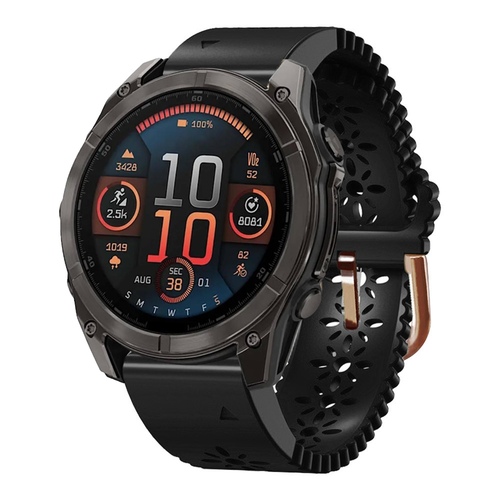 F�r Garmin Fenix 8 AMOLED 43mm Atmungsaktives Silikon Armband Schwarz