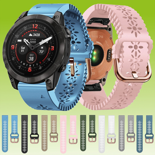 F�r Garmin Fenix 8 AMOLED 43mm Spitzen Design Atmungsaktive 20mm Silikon Armband