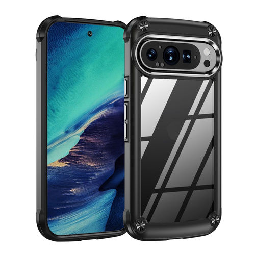 F�r Google Pixel 9 Pro XL TPU + PC H�lle mit Linsenschutz Case Schwarz