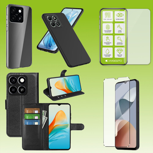 F�r ZTE Blade A55 Schutz H�lle Case Tasche TPU Hart Glas Panzer Folie AUSWAHL