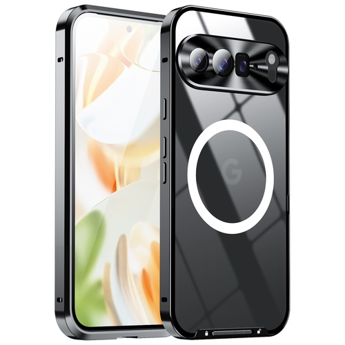 F�r Google Pixel 9 Pro XL Magsafe Metall Schutz Tasche H�lle Schwarz