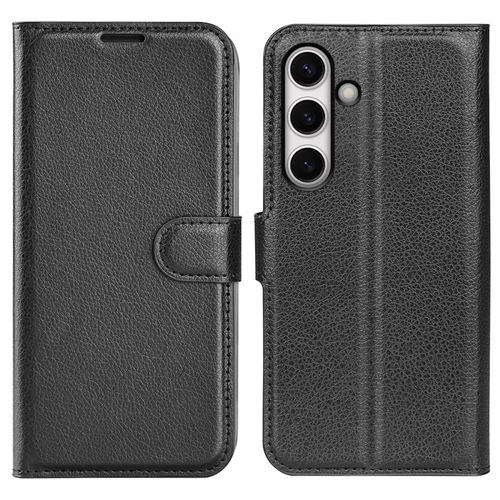 F�r Samsung Galaxy S24 FE Kunstleder Wallet Tasche Schwarz H9 Hart Glas AUSWAHL 