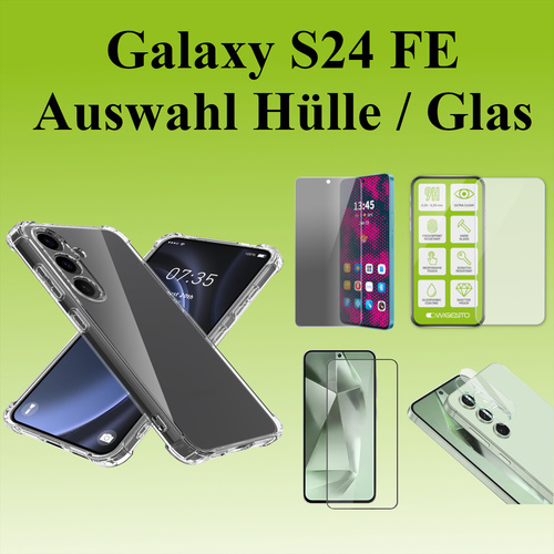F�r Samsung Galaxy S24 FE Schock TPU H�lle Case Transparent H9 Hart Glas AUSWAHL