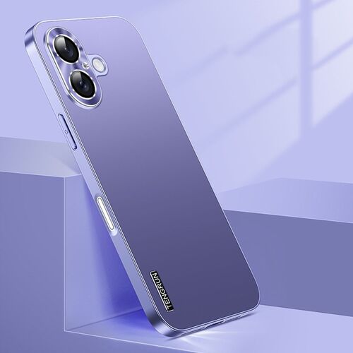 F�r Apple iPhone 16 Feinmattes Metall Optik Design Handy H�lle Lila