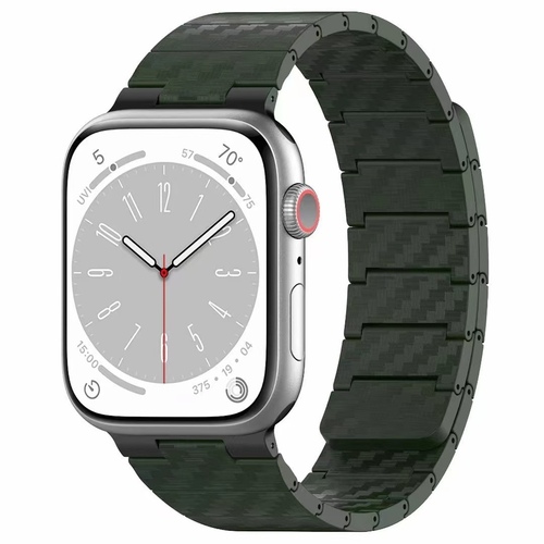 F�r Apple Watch SE 2023 44mm Carbonfaser Magnetisches Armband Gr�n