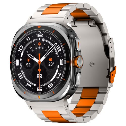 F�r Samsung Galaxy Watch Ultra 47mm Three Bead Metall Armband Orange