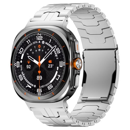 F�r Samsung Galaxy Watch Ultra 47mm Three Bead Metall Armband Silber