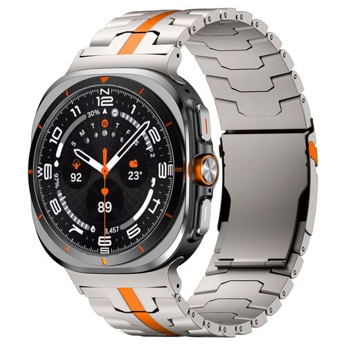 F�r Samsung Galaxy Watch Ultra 47mm Three Bead Metall Armband Orange