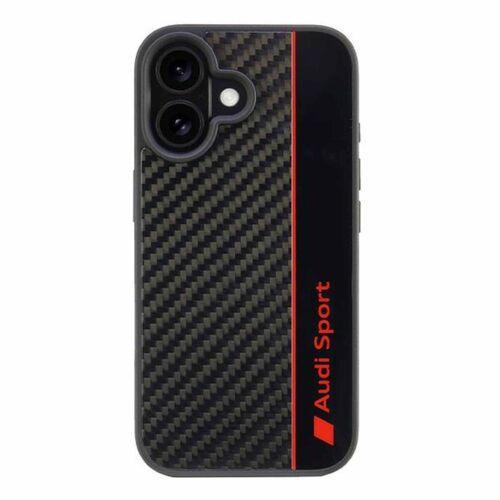 Audi Apple iPhone 16 Carbon Fiber Stripe Hardcase H�lle Schwarz