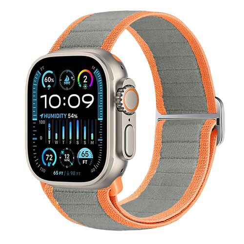 F�r Apple Watch Ultra 2 / 1 49mm Nylon Elastisches Smart Armband Grau