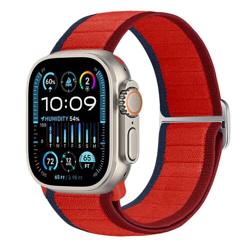 F�r Apple Watch Ultra 2 / 1 49mm Nylon Elastisches Smart Armband Rot