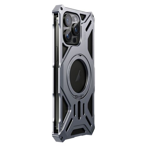 F�r Apple iPhone 16 Pro Design Luxus Rahmen Metall Magsafe H�lle Grau