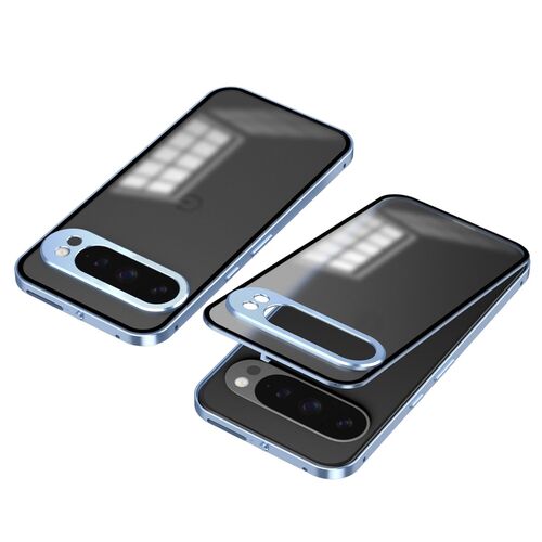 F�r Google Pixel 9 Pro XL Snap Metallrahmen Mattierte Handy H�lle Blau