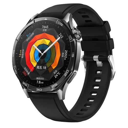 F�r Huawei Watch GT 5 46mm Design 18mm Sport Silikon Armband Schwarz