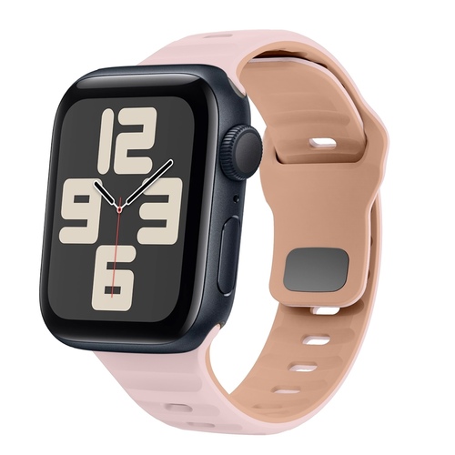 F�r Apple Watch SE 2023 44mm Silikon Wellenstruktur Armband Rosa