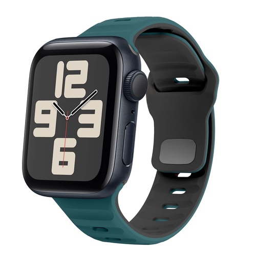 F�r Apple Watch SE 2023 40mm Silikon Wellenstruktur Armband Dunkelgr�n