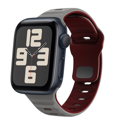 F�r Apple Watch SE 2023 40mm Silikon Wellenstruktur Armband Grau