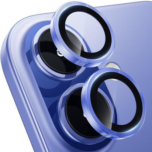 F�r Apple iPhone 16 / 16 Plus Aluminium Ring + H9 Hart Glas Dunkelblau