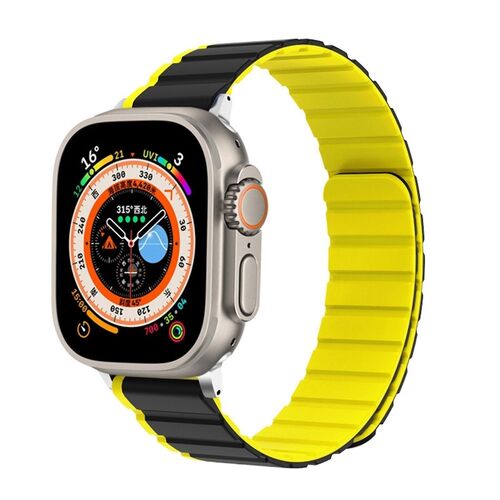F�r Apple Watch Ultra 2 / 1 49mm Magnetisches Silikon Armband Gelb