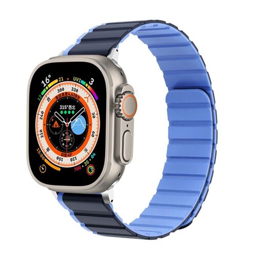 F�r Apple Watch Ultra 2 / 1 49mm Magnetisches Silikon Armband Blau