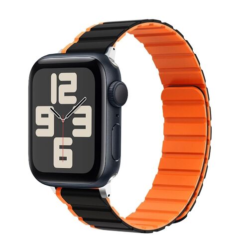 F�r Apple Watch SE 2023 44mm Magnetisches Silikon Armband Orange