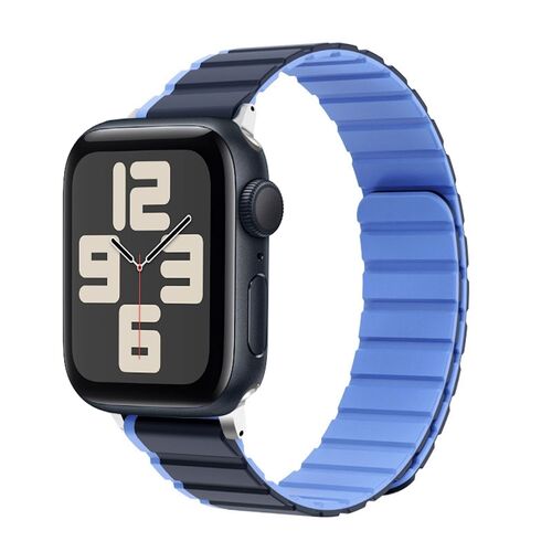 F�r Apple Watch SE 2023 44mm Magnetisches Design Silikon Armband Blau