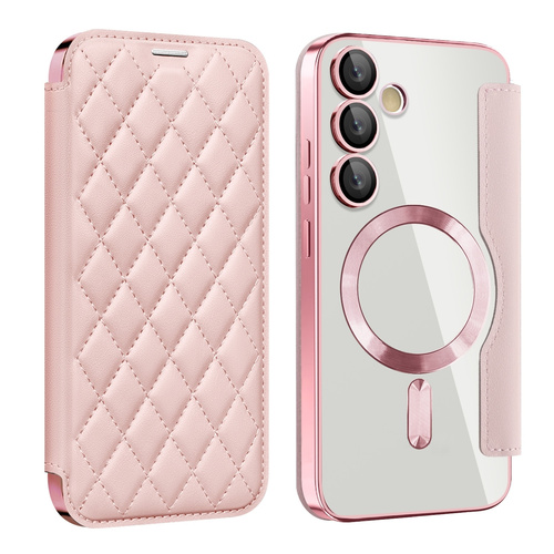 F�r Samsung Galaxy S24 FE Magsafe Kunstleder RFID Schutz H�lle Rosa