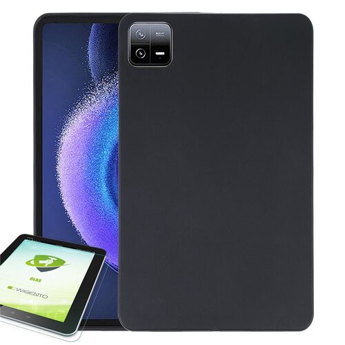 F�r Xiaomi Pad 7 TPU Silikon Schutz H�lle Case Schwarz + H9 Hart Glas