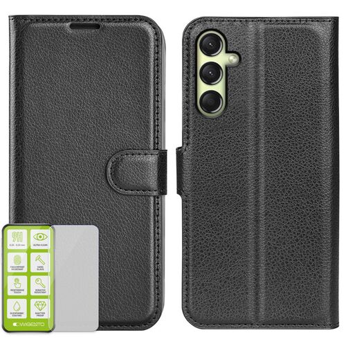 F�r Samsung Galaxy A16 Kunstleder Book Wallet Tasche + H9 Hart Glas