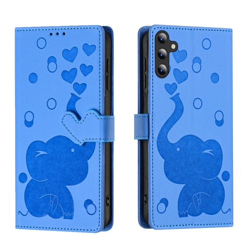 F�r Samsung Galaxy A16 Kunstleder Book Wallet Elefant H�lle Case Blau
