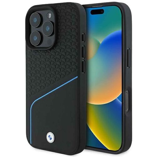 BMW Apple iPhone 16 Pro Hardcase Sign Leather Textured Line MagSafe