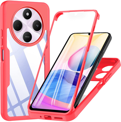 F�r Xiaomi Redmi 14C Full Cover 360 Acrylic Hybrid TPU H�lle Case Rot