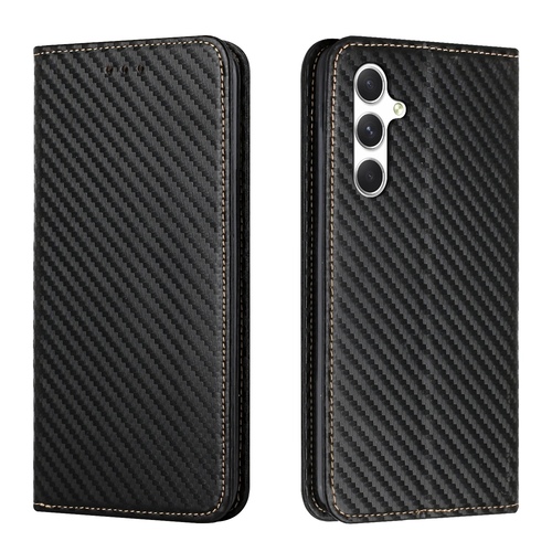 F�r Samsung Galaxy A16 Carbonfaser Flip Magnetisches Kunstleder H�lle