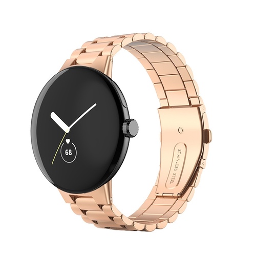 Fr Google Pixel Watch 3 45mm Three Bead Edelstahl Armband Rose Gold