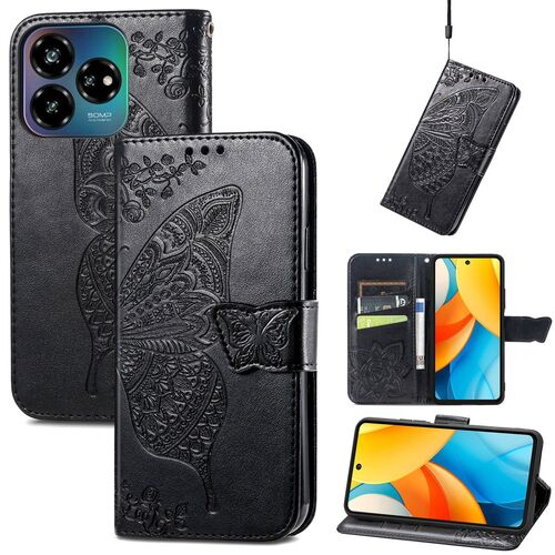F�r ZTE Blade V60 Vita / Axon 60 Lite Kunstleder Wallet H�lle Schwarz