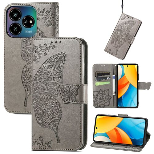 F�r ZTE Blade V60 Vita / Axon 60 Lite Kunstleder Wallet H�lle Grau