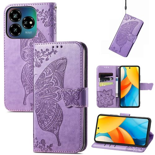F�r ZTE Blade V60 Vita / Axon 60 Lite Kunstleder Wallet H�lle H- Lila