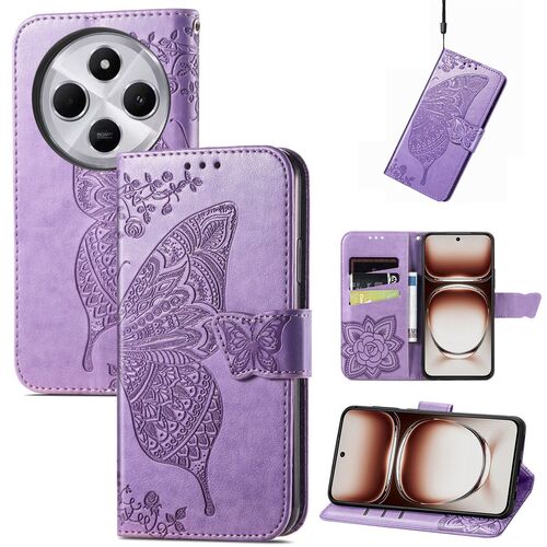 F�r Xiaomi Redmi 14C Kunstleder Wallet Schmetterling H�lle Hell-Lila