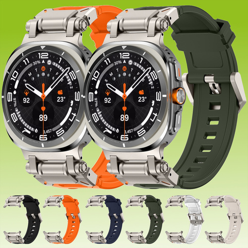 F�r Samsung Galaxy Watch Ultra 47mm Silikon Band mit Titanlegierung Schnellverschluss