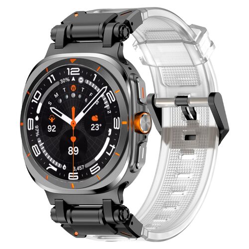 F�r Samsung Galaxy Watch Ultra 47mm Silikon Armband mit Metall Schnellverschluss 